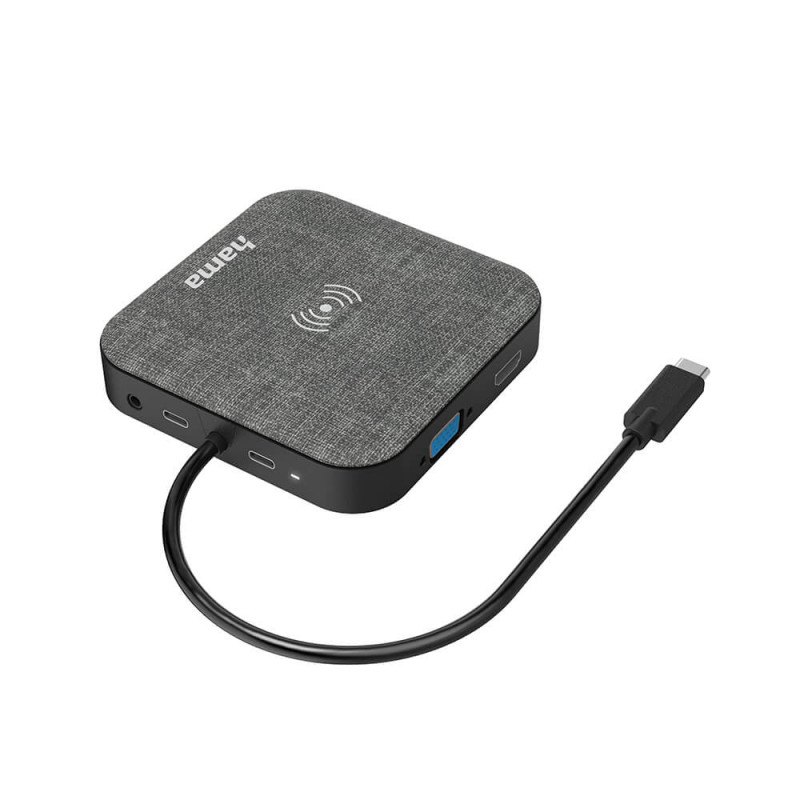 USB-C hubb - USB-C Multiport Dockningsstation Qi-laddning 12 portar (HDMI, VGA, USB-A, LAN, SD), 100W PD