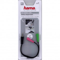 Ljudkabel adapter - Adapter för PC-Headset till mobil/laptop, 4pin 3.5mm Hane till 2x3.5mm Hona