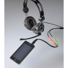Ljudkabel adapter - Adapter för PC-Headset till mobil/laptop, 4pin 3.5mm Hane till 2x3.5mm Hona
