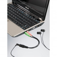 Ljudkabel adapter - Adapter för 3.5mm Headset till PC, 4pin 2x 3.5mm Hane till 3.5mm Hona