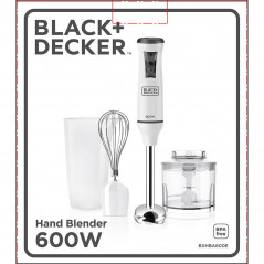 Blender & mixer - Black+Decker Stavmixer med tillbehör, 20 hastigheter och Turbo, 600 Watt