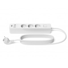Grendosa - iiglo överspänningsskyddat grenuttag med 3 uttag och 2 USB + 1 USB-C