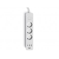 Grendosa - iiglo överspänningsskyddat grenuttag med 3 uttag och 2 USB + 1 USB-C