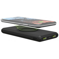 Portabla batterier - Snabbladdande PowerBank 10.000mAh med QI, USB-C PD 18W, QC 3.0