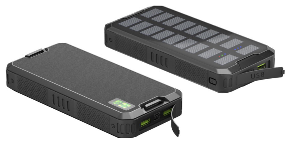 PowerBank batteri på 20.000mAh med solcellsladdning