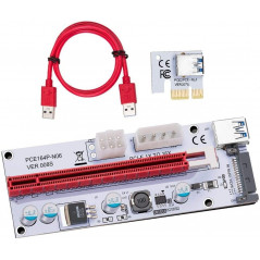 Begagnade datorkomponenter - PCIe x1 till PCIe x16 riser inkl USB 3.0-kabel (beg)