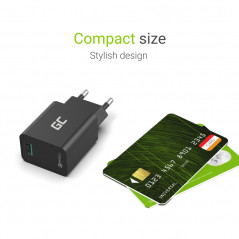 Väggladdare mobiltelefon - GreenCell väggadapter USB-A QC 3.0 18W