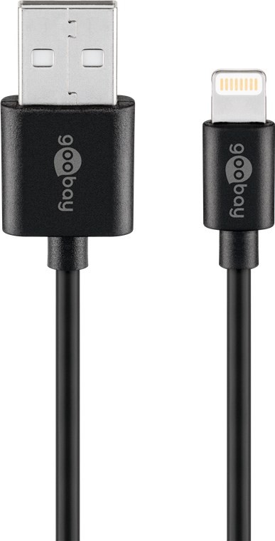 Goobay MFI-certifierad USB till lightningkabel i flera längder, svart (2 meter)