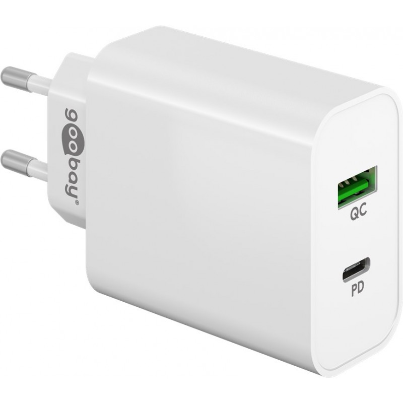 USB-C Laddare - Goobay Strömadapter med Dual USB PD 45W Quick Charge QC3.0 3A