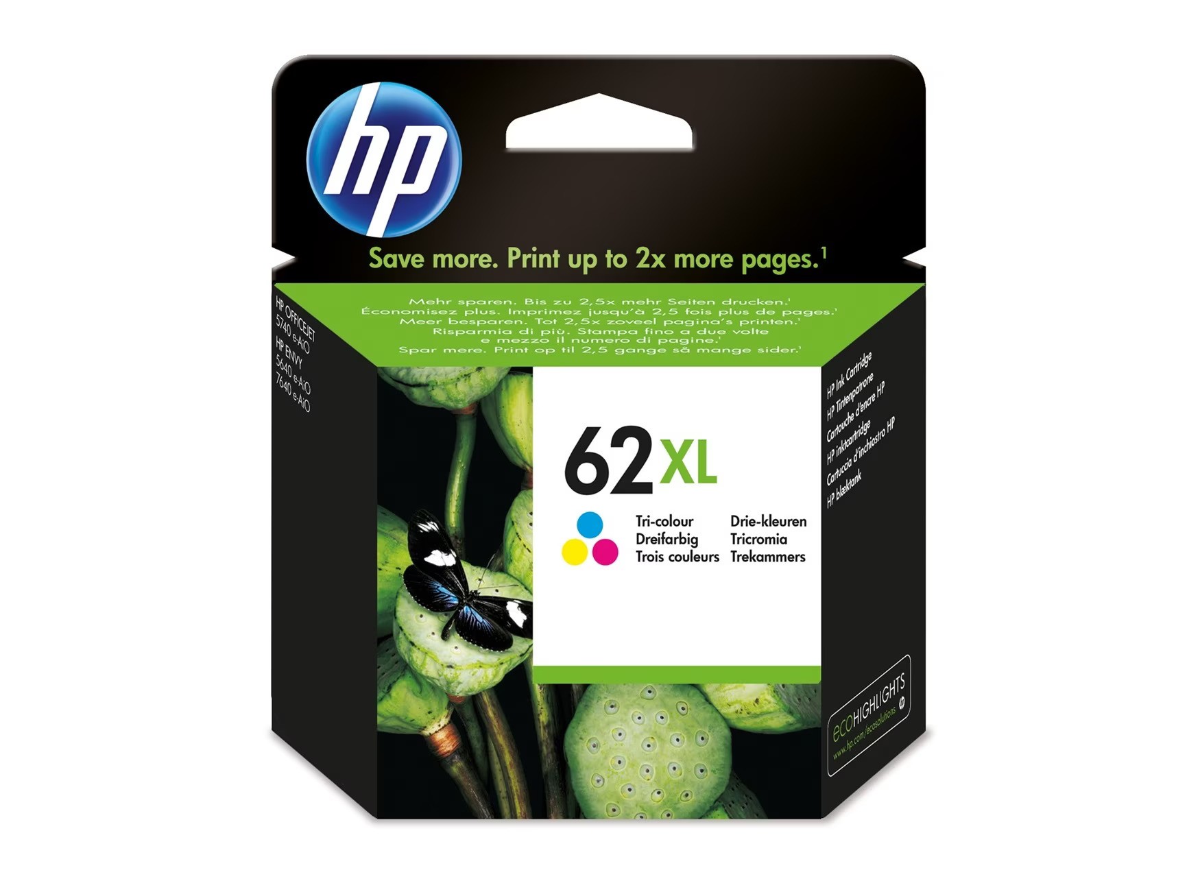 Bläckpatron HP 62 XL färg för Envy och OfficeJet