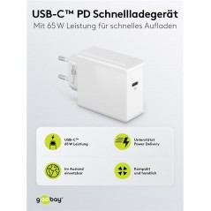 Laddare och kablar - Strömadapter med USB-C PD 65W och snabbladdning