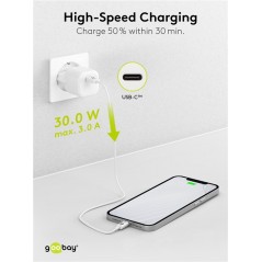 Laddare och kablar - Snabbladdande GaN Nano strömadapter med USB-C PD 30W vit