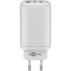 Laddare och kablar - Strömadapter med USB-C PD 65W och snabbladdning (2x USB-C, 1x USB)