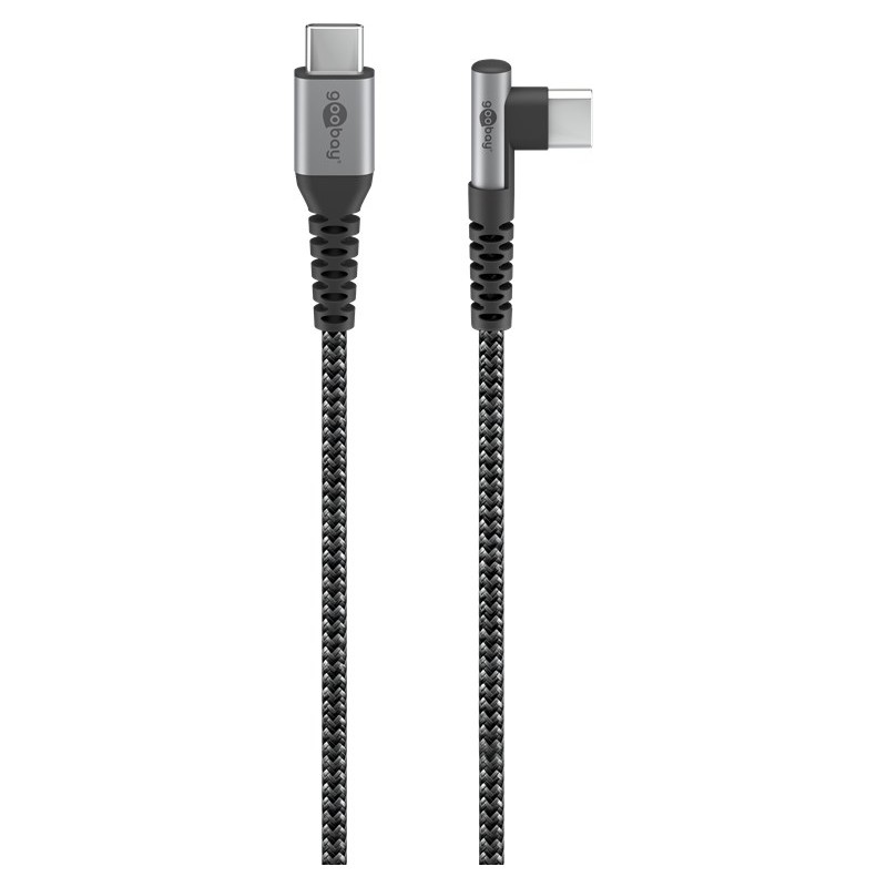 USB-C kabel - USB-C till USB-C laddkabel 60W textil med vinklad kontakt