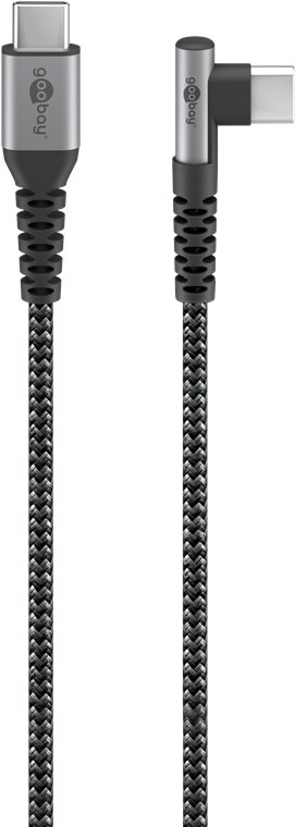 USB-C till USB-C laddkabel 60W textil med vinklad kontakt (1 meter)