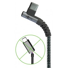 USB-C kabel - USB-C till USB-C laddkabel 60W textil med vinklad kontakt