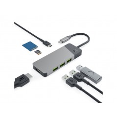 USB-C dockningsstation till USB-C PD 85W, HDMI (4K 60Hz), 3xUSB 3.1 samt SD-kort