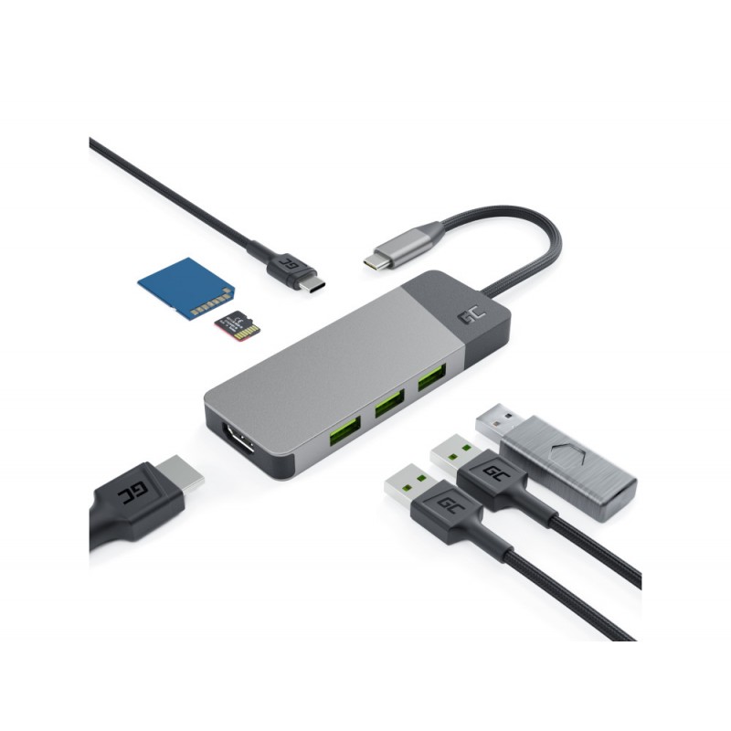 USB-C dockningsstation - USB-C dockningsstation till USB-C PD 85W, HDMI (4K 60Hz), 3xUSB 3.1 samt SD-kort