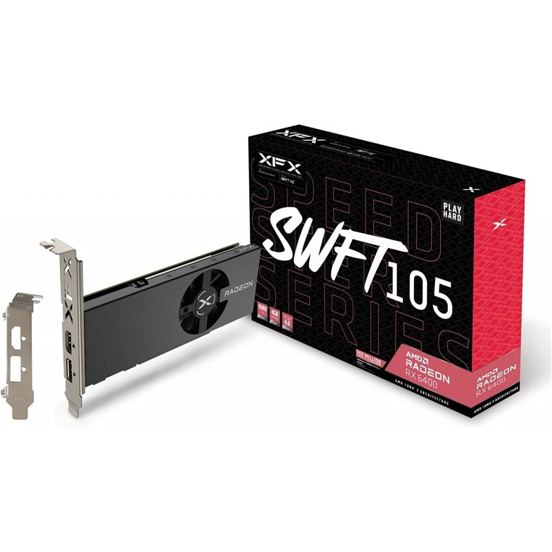 Grafikkort - XFX Speedster SWFT105 Radeon RX 6400 4GB spelgrafikkort LP (inkl low-profile)