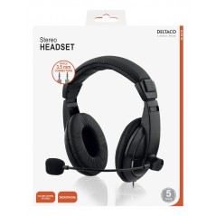 Chatheadset - Deltaco headset med 2x 3.5 mm AUX anslutning