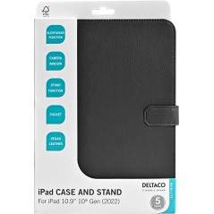 Fodral surfplatta - Deltaco Fodral för iPad Air 10,9" 2022 10th i veganläder