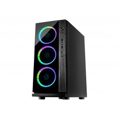 Komponenter - Inter-Tech W-III RGB Chassi - Miditower med fyra fläktar - RGB med fjärrkontroll