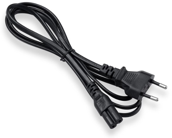Apparatkabel strömkabel 2-pin 1 meter, svart