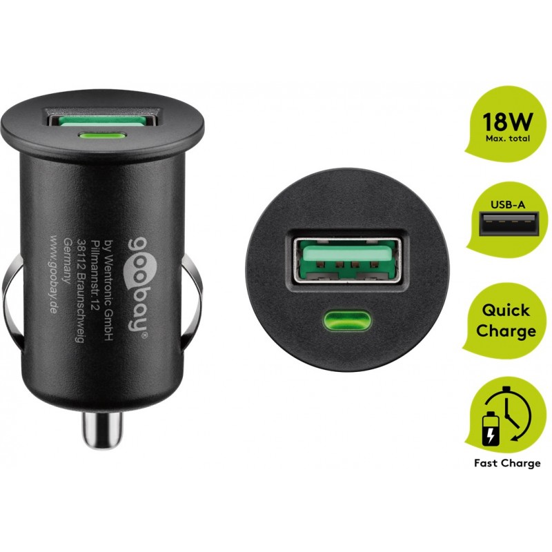 Laddare och kablar - Snabbladdande QC3.0 18W billaddare med USB