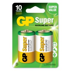 Batteri - GP Super Alkaline D-batterier R20 2-pack