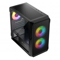 Komponenter - Logic PORTOS Mini Tower chassi ARGB med Tempered glass Black (NY)