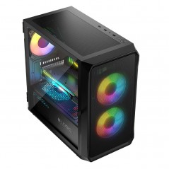 Komponenter - Logic PORTOS Mini Tower chassi ARGB med Tempered glass Black (NY)
