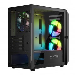 Komponenter - Logic PORTOS Mini Tower chassi ARGB med Tempered glass Black (NY)