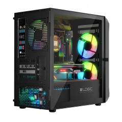 Komponenter - Logic PORTOS Mini Tower chassi ARGB med Tempered glass Black (NY)