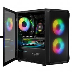 Komponenter - Logic PORTOS Mini Tower chassi ARGB med Tempered glass Black (NY)