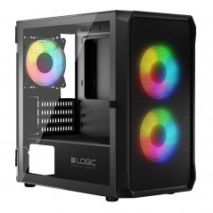 Komponenter - Logic PORTOS Mini Tower chassi ARGB med Tempered glass Black (NY)