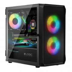 Komponenter - Logic PORTOS Mini Tower chassi ARGB med Tempered glass Black (NY)
