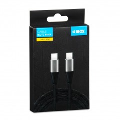 USB-C kabel - iBox 2 meter USB-C till USB-C laddkabel och synkkabel upp till 60W, svart