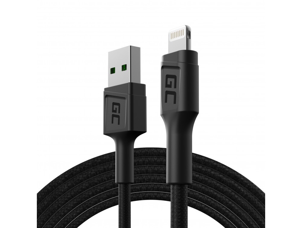 Green Cell Lightningkabel i flera längder med quick charge 2.4A (0.3 meter)