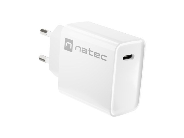 Natec AC-adapter väggladdare med USB-C PD 20W och snabbladdning