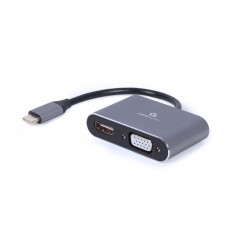Skärmkabel & skärmadapter - Cablexpert USB-C till HDMI/VGA-adapter 4K UHD
