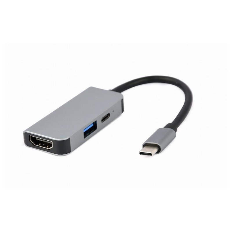 Skärmkabel & skärmadapter - Cablexpert USB-C Multiport till HDMI/USB 3.0/USB-C-adapter 4K@30Hz 2K@60Hz PD 87W