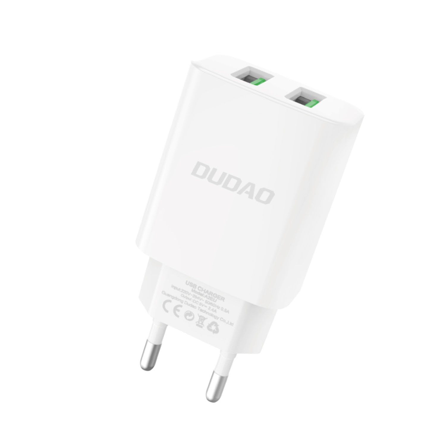 Dudao AC-adapter väggladdare med 2 USB-portar