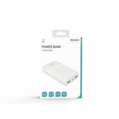 Portabla batterier - Deltaco Powerbank 10 000 mAh, 2x USB-A, 1x USB-C, vit