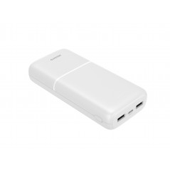 Portabla batterier - Powerbank 20 000 mAh, 2x USB-A, 1x USB-C, max 2.1A 10.5W vit