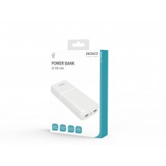 Portabla batterier - Powerbank 20 000 mAh, 2x USB-A, 1x USB-C, max 2.1A 10.5W vit