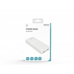 Portabla batterier - Powerbank 20 000 mAh, 2x USB-A, 1x USB-C, max 2.1A 10.5W vit