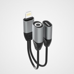 Övriga tillbehör - Dudao L17i+ Lightning till 3.5mm ljud-adapter med laddning