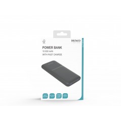 Portabla batterier - Deltaco Powerbank 10 000 mAh, 2x USB-A, 1x USB-C, QuickCharge max 20W, svart