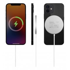 Trådlös laddare mobiltelefon - Deltaco trådlös QI-laddare med magnet för iPhone (15W snabbladdning)
