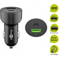 Laddare och kablar - Goobay snabbladdande USB-billaddare med USB-A och USB-C PD 48W